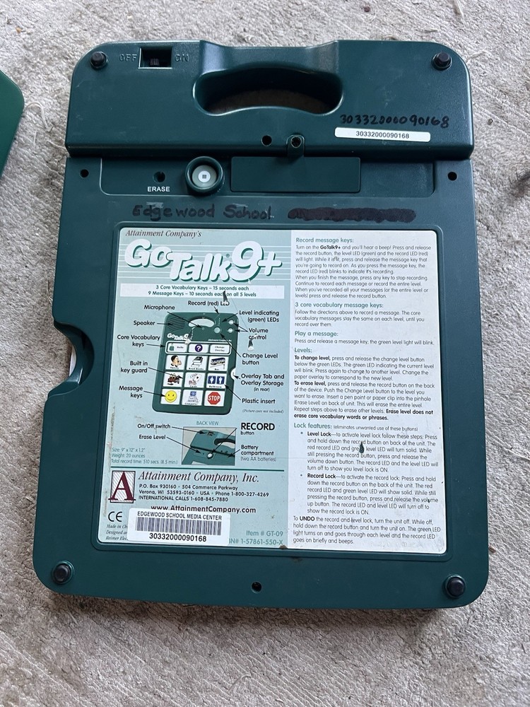 Go Talk 9+ Attainment Company Touch-to-Speak Device