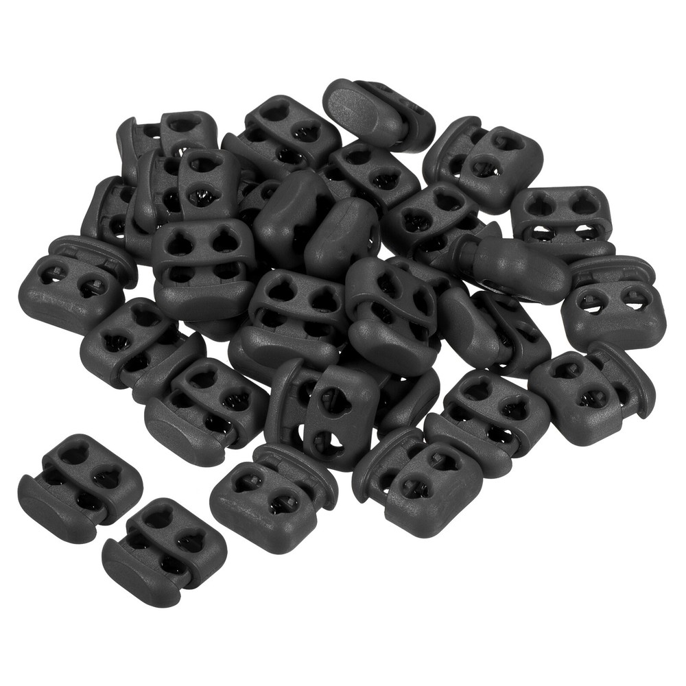 Cord Locks, 100 Pack Oval Spring Toggle Stopper, Black