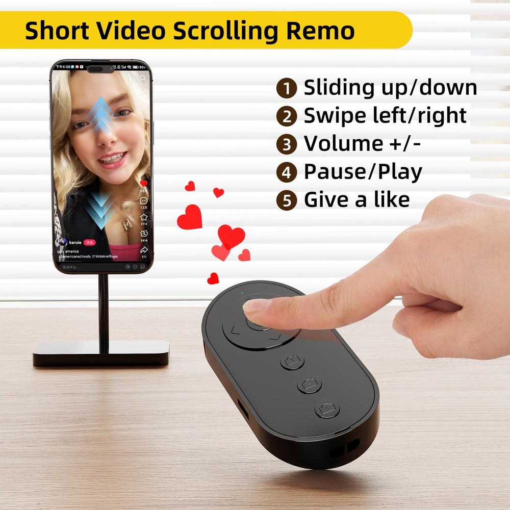 Bluetooth Camera Remote Shutter with Zoom and Front/Rear Camera Switch for Ph