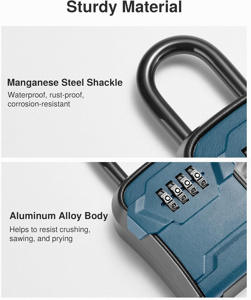 Lock Box, Key Lock Box Wall Mount & Portable Combination Lockbox with Resettable