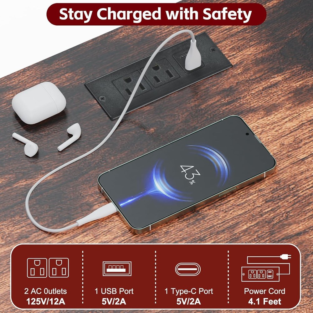 3D Printer Stand with Filament Storage Rack, 3D Printer Table with Power Outlet,