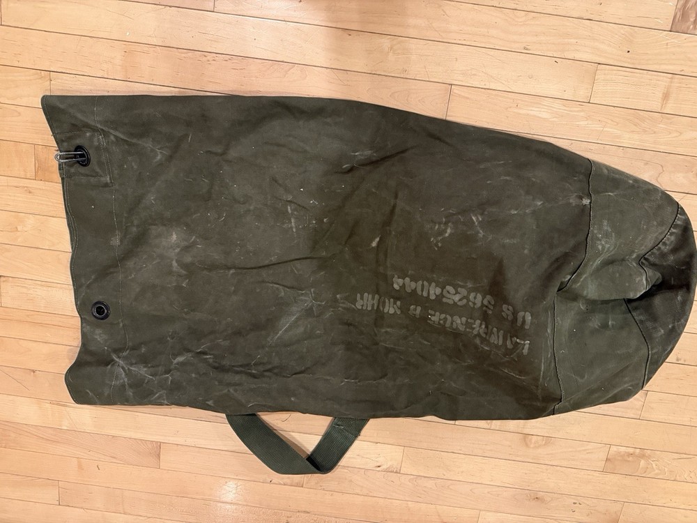 💙ORIGINAL WWII US ARMY VET BRING BACK SOLDIER GI DUFFLE BAG-NAMED ISSUED