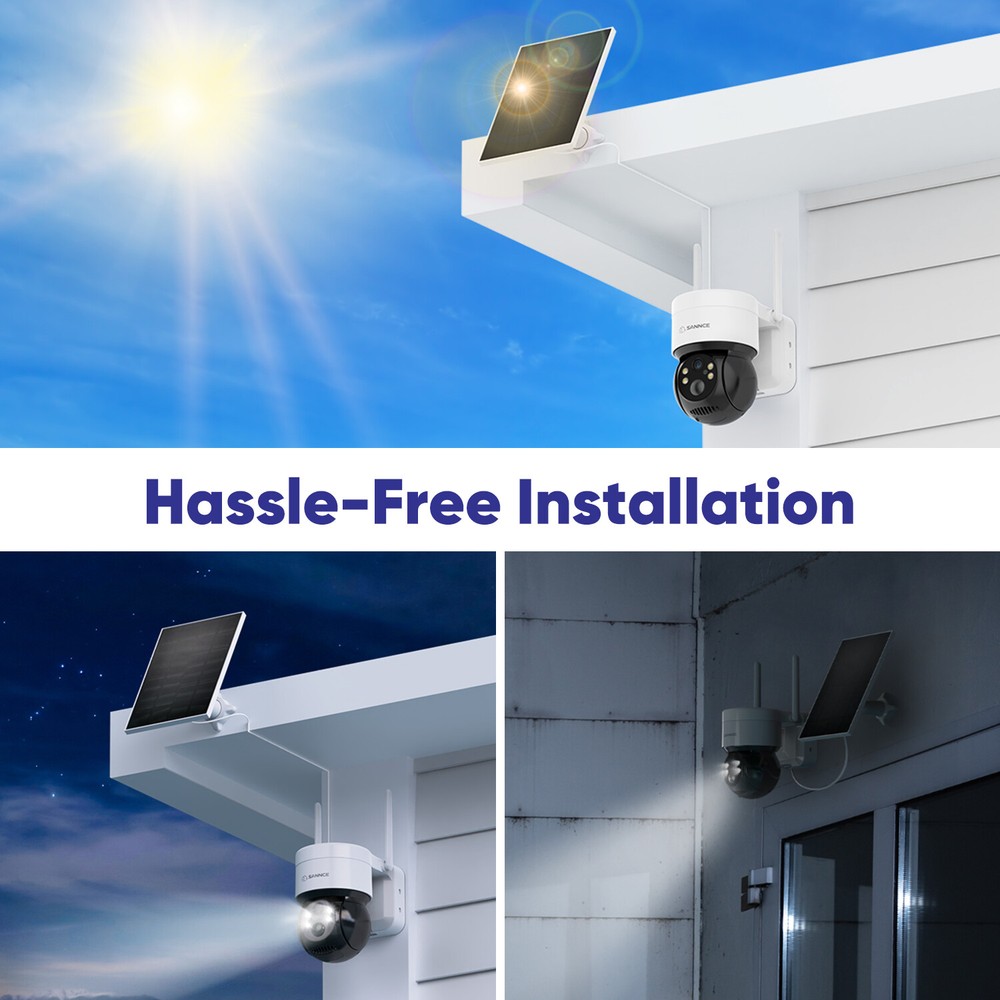 SANNCE 4MP Wireless PT Security Camera Solar Powered Two Way Audio Color Night