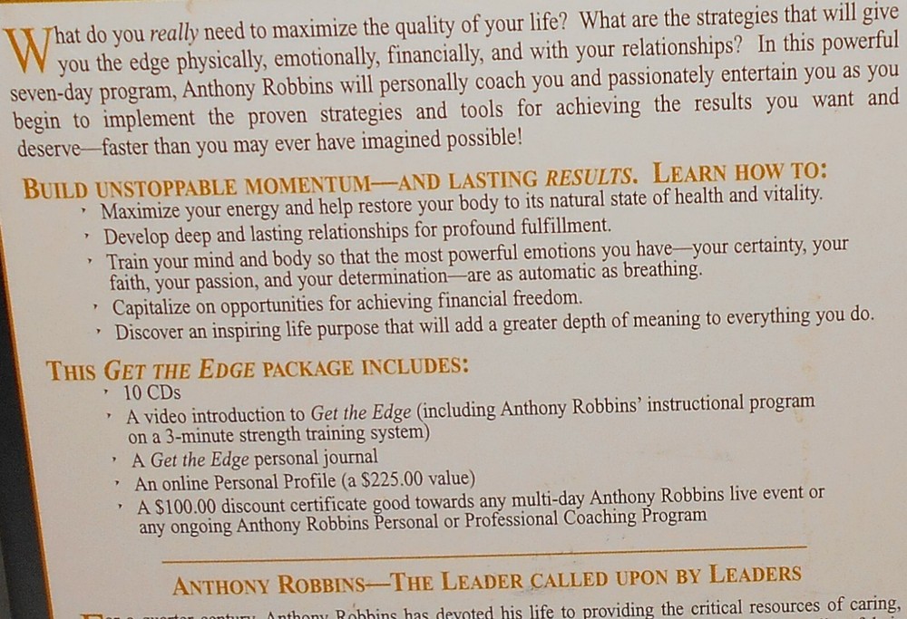 Anthony Robbins Get The Edge A 7-Day Program Audio CD Course Transform Your Life