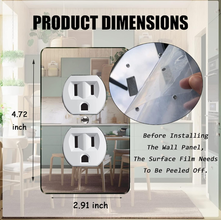 1 Pcs Mirror Outlet Covers Durable Light Switch Plates Acrylic Mirrored Wall....