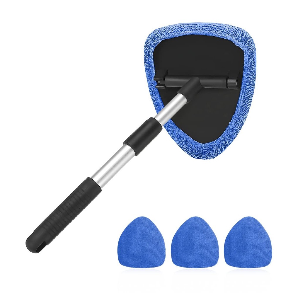 Windshield Cleaning Tool, Car Window Cleaner with Extendable Long Handle Blue