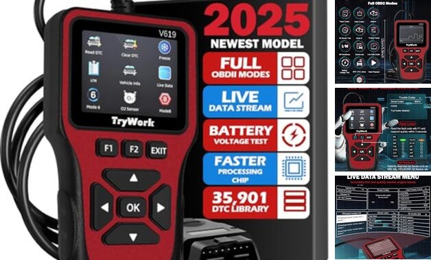 OBD2 Scanner Diagnostic Tool, Check Engine Code Reader with 35901 DTC Red