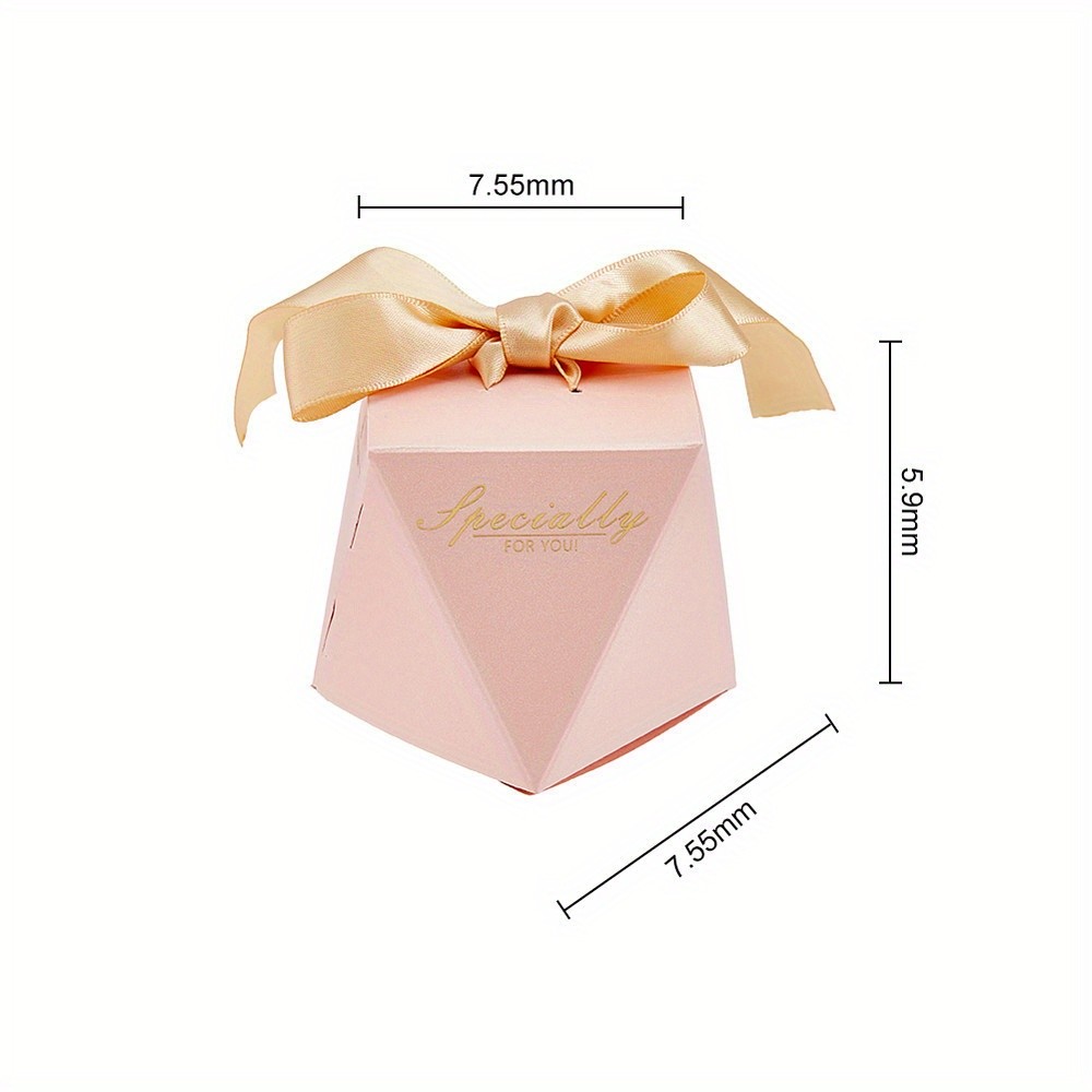 50Sets Folding Cardboard Candy Boxes Weddign Gift Wrapping Box with Ribbon