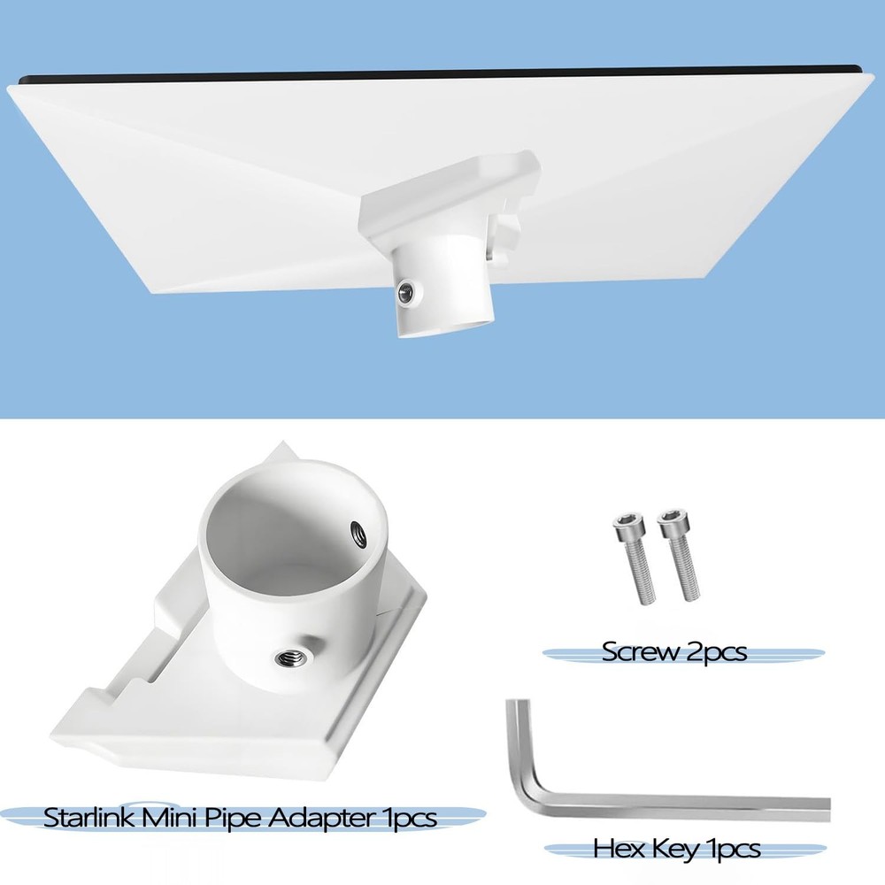 Starlink Mini Pipe Adapter, Pole Mount, for White
