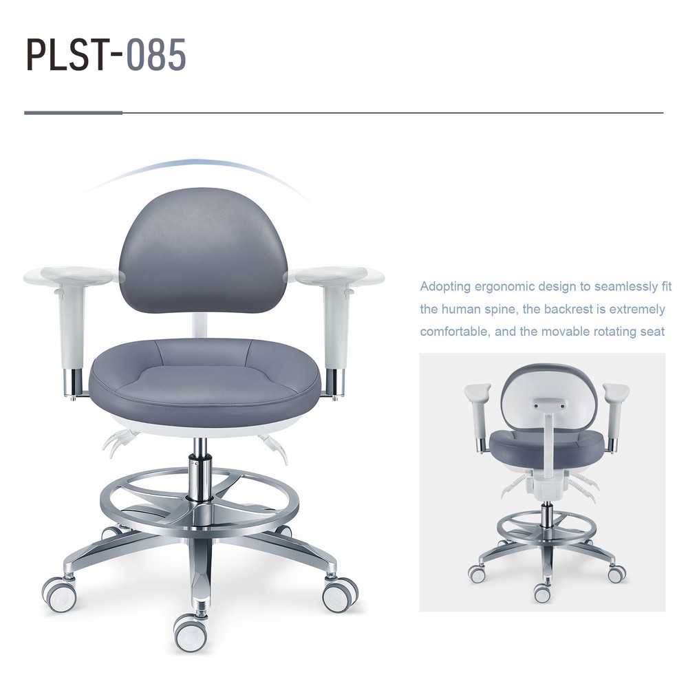 Adjustable Microfiber Leather Cushion Microscope Doctor's Chair with Armrests US