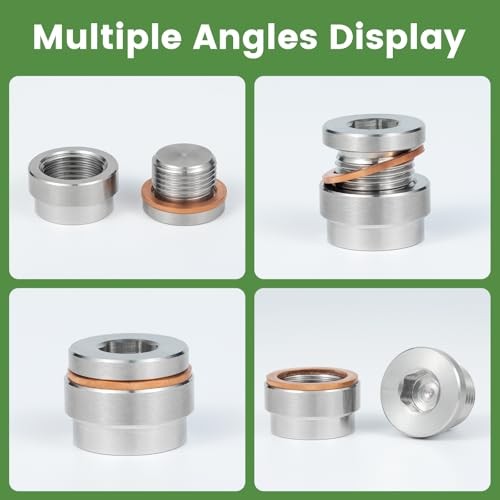 O2 Sensor Bung Weld in with Plug, 2 Set O2 Bung 304 M18-1.5 2 Set Silver