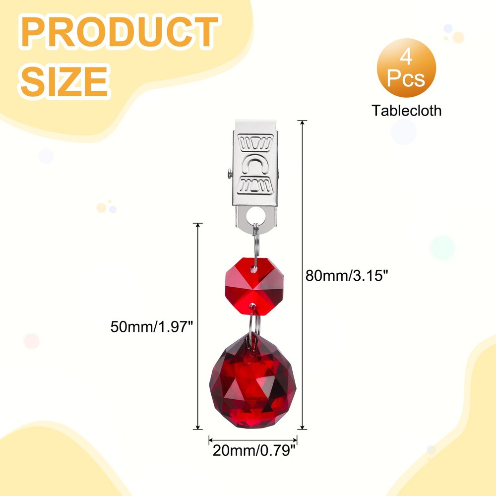 4Pcs Tablecloth Weights, Ball Shape Curtain Weight, Red