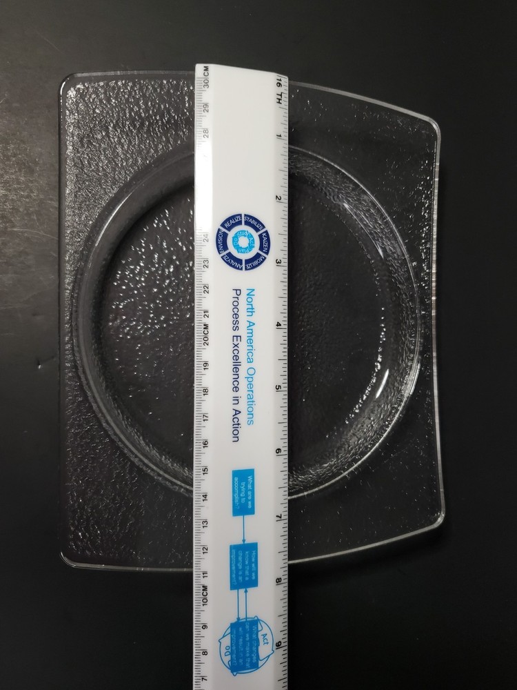 Art Deco Textured Rectangular Glass With Circular Tray Plate