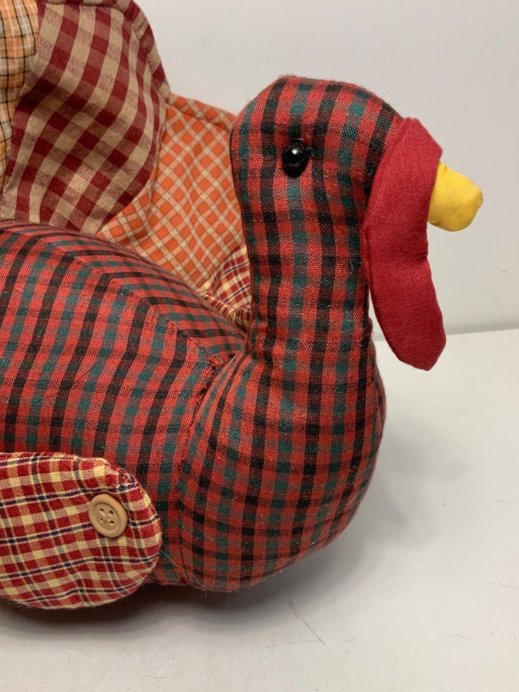 Patchwork Stuffed Turkey Shelf Sitter/Centerpiece 13 in.