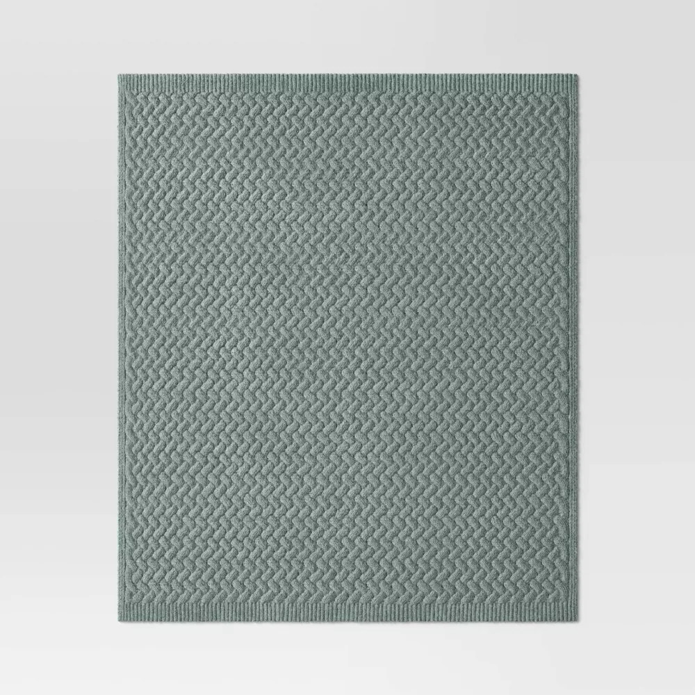 Chunky Chenille Throw Soft Green - Threshold