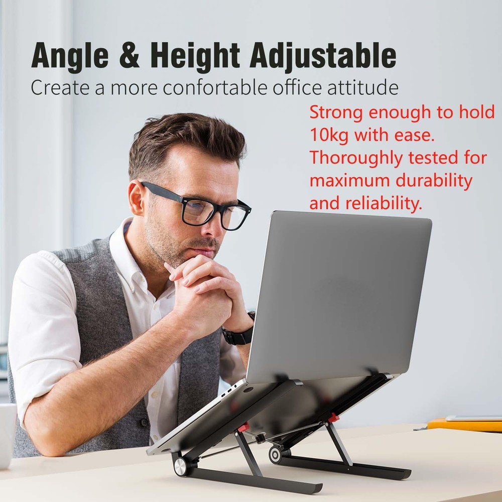Laptop Stand, 2-Level Height Adjustable Ergonomic Computer Riser, Portable 0....