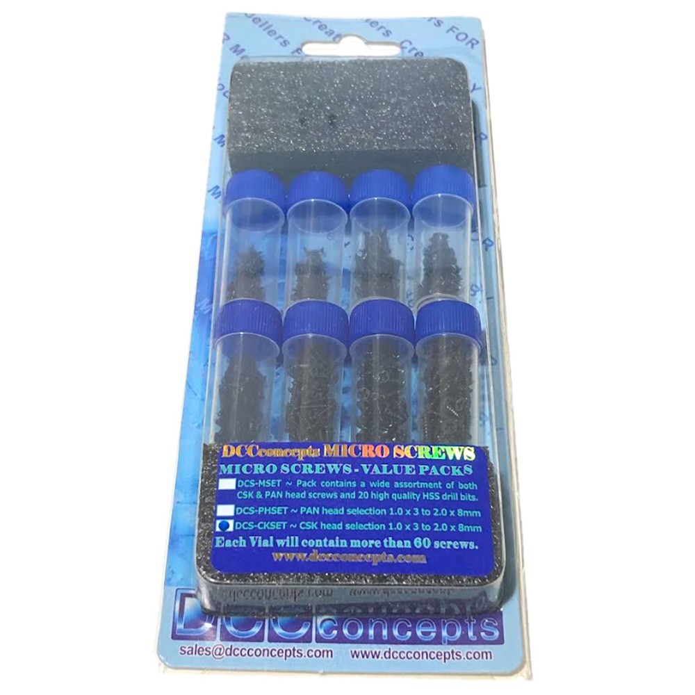 NEW DCC Concepts DCS-CKSET Countersunk Micro Screw Set 8x Vials with 60 screws