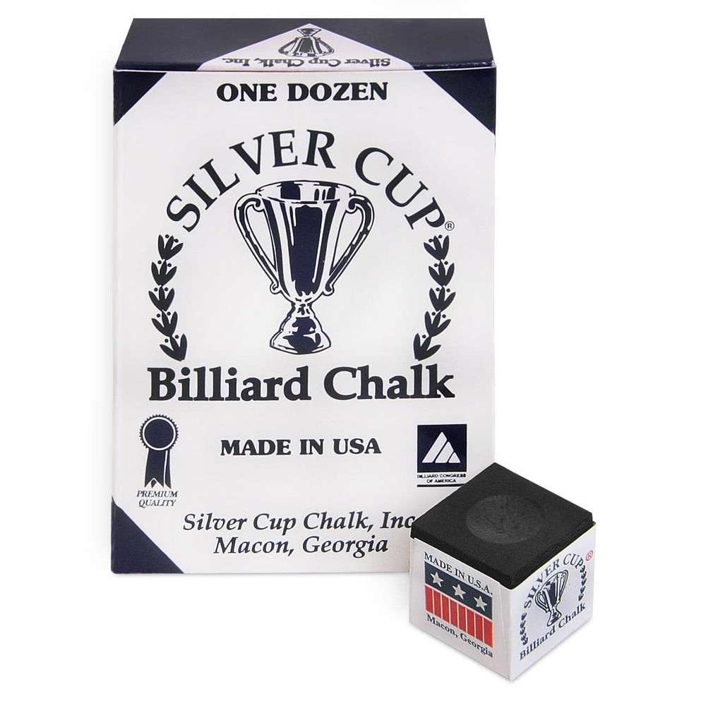 SILVER CUP Billiard CHALK - ONE DOZEN (Black)