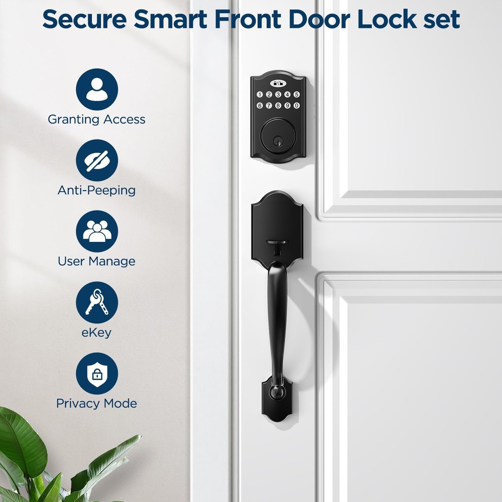 Keyless Entry Door Lock Deadbolt with Handle Set, Smart Locks for Front Door,...