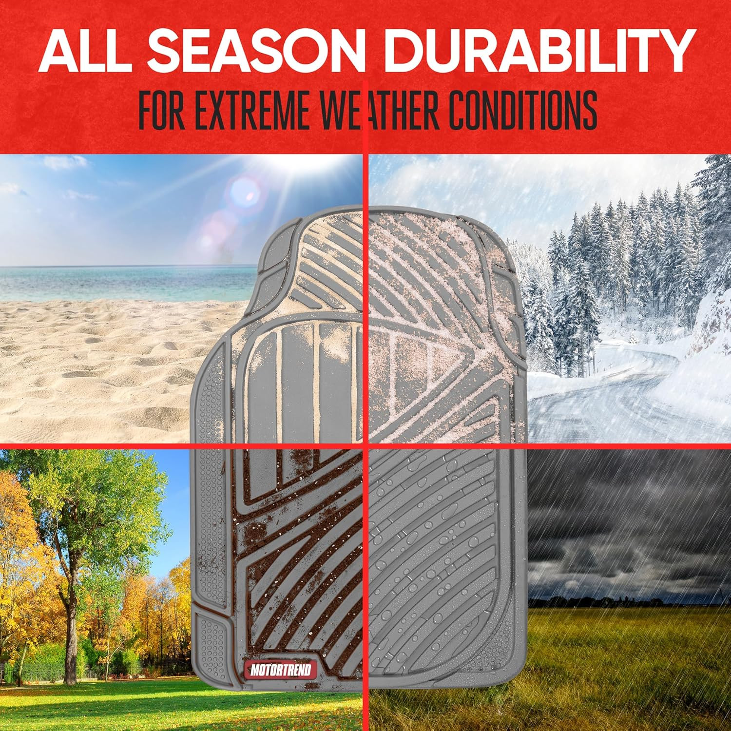 Flextough Performance All Weather Rubber Car Floor Mats with Cargo Liner – Full