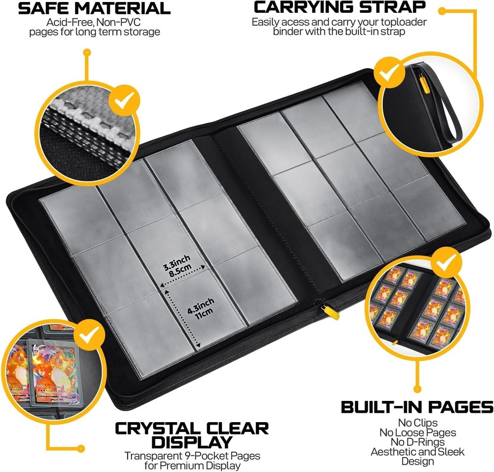 X PRO Toploader Binder | Holds 252 Toploaders | 20 Toploaders INCLUDED |