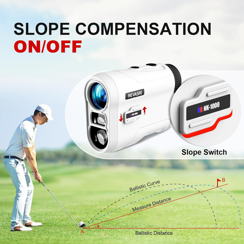 Golf Rangefinder with Slope and Pin Lock Vibration, External Slope Switch for Go