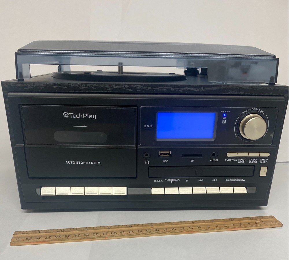 TechPlay ODC128BT Wood Stereo Record Player Turntable Bluetooth CD Cassette