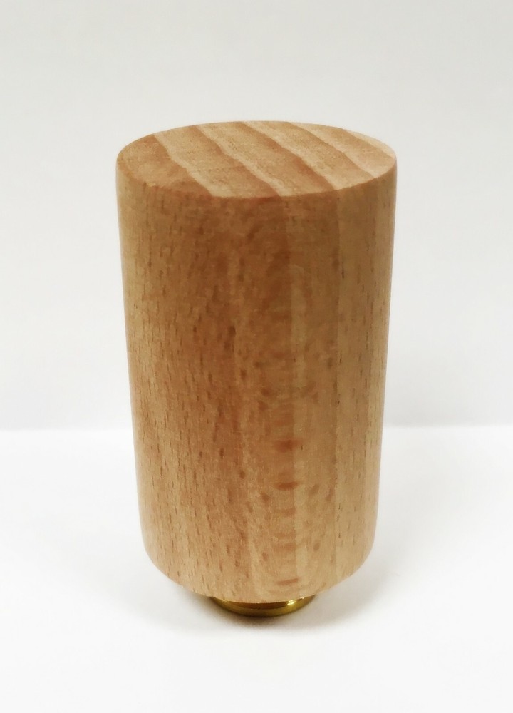 Lamp Finial-SOLID BEECH WOOD CYLINDER-W/Dual Thread Base-Polished Brass