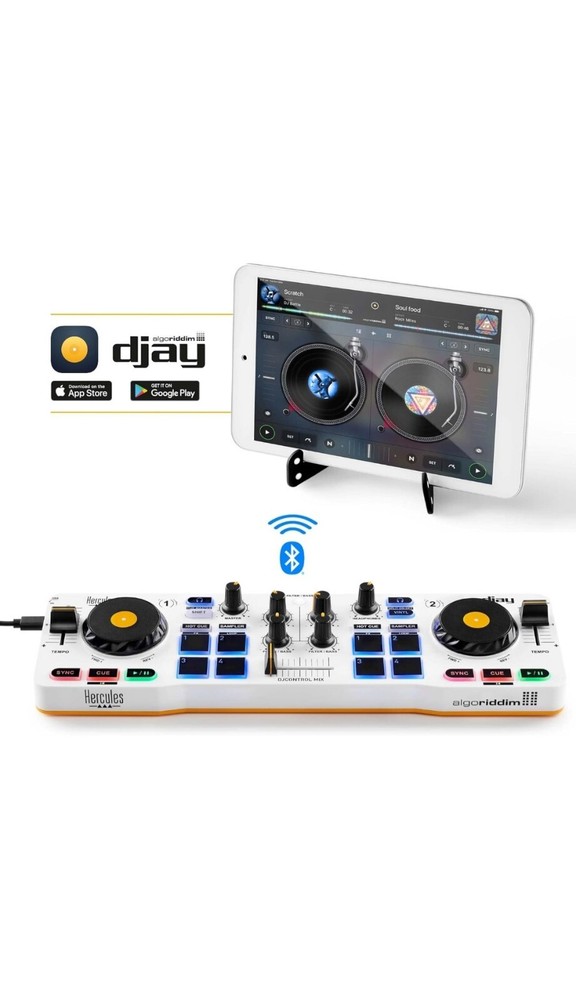 Hercules DJControl Mix Wireless Double Deck Controller - White