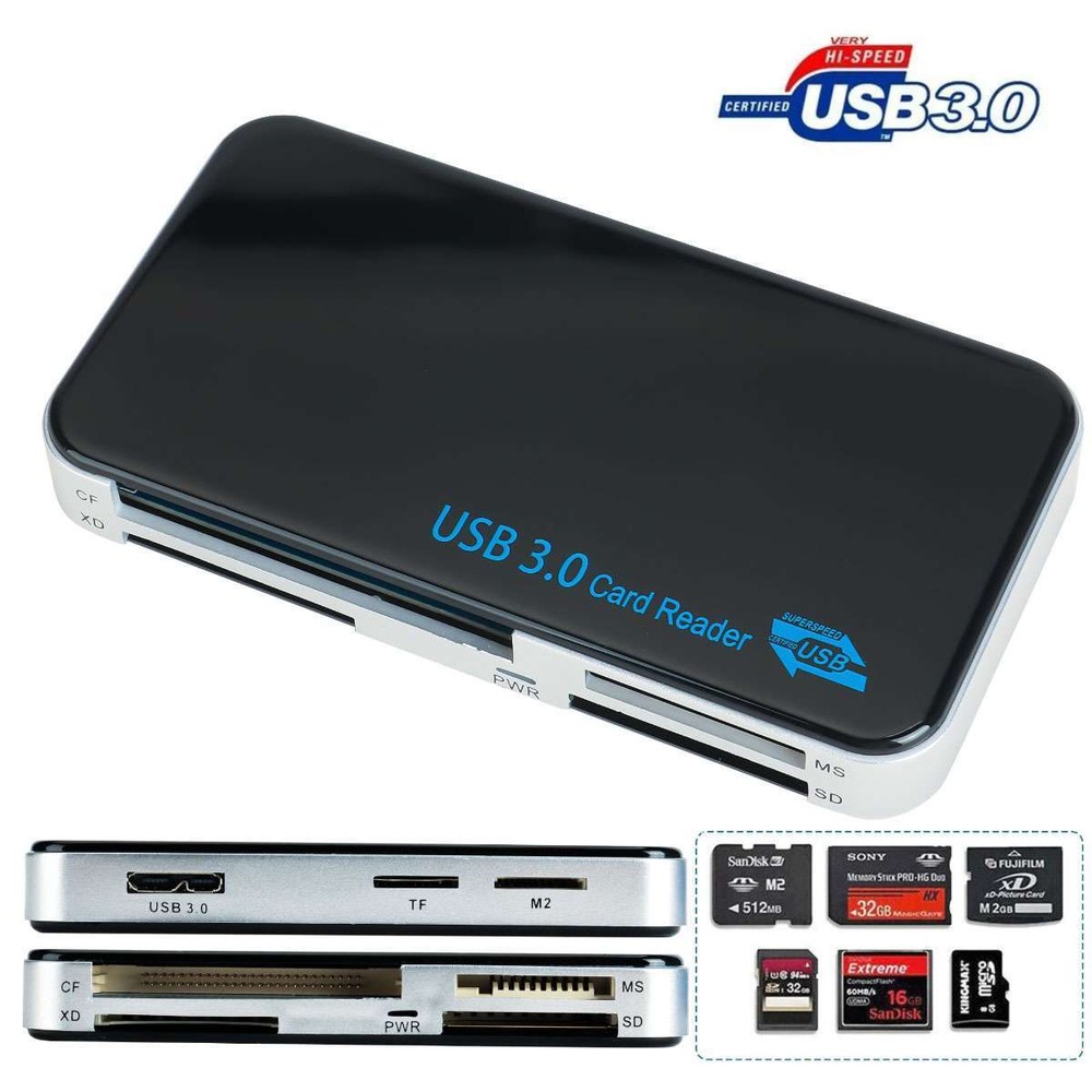 USB 3.0 Memory Card Reader Adapter 5GBPS Fit For CF/TF/SD/Micro SD/XD/M2/MS Card