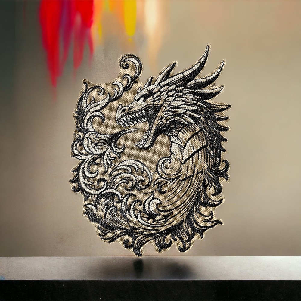 Fierce Dragon Patch - 6.35" x 4.84" - Iron On