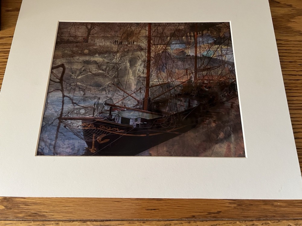 14 X 11 Mixed Media Artwork In White Border Theme: Ship