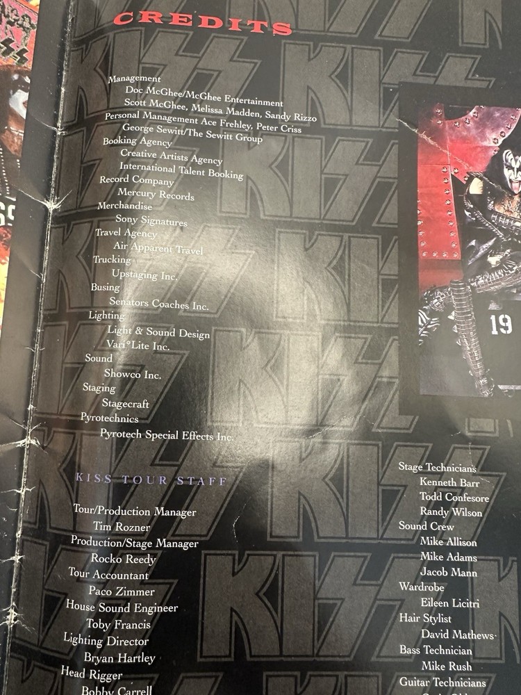 KISS Reunion Tour Book Program 1996-97 Ace Peter Paul Gene