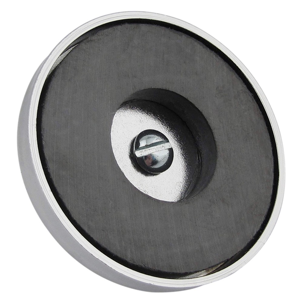 Master Magnetics Ceramic Round Base Magnet with Bolt, Nuts, and 2.04, Silver