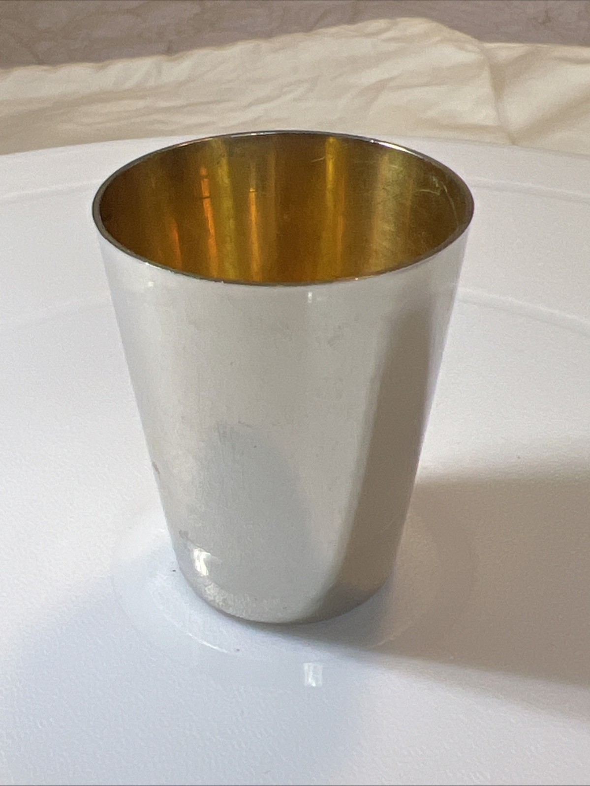Antique Silver German Shot Glass Gold Washing Vermeil Stamp Made In Germany “B”