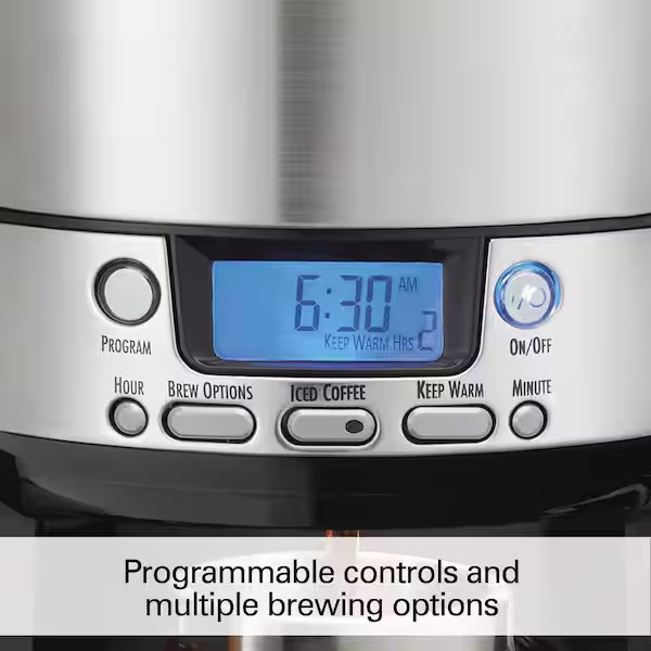 BrewStation 12- Cup Programmable Black Drip Coffee Maker with Removable Water