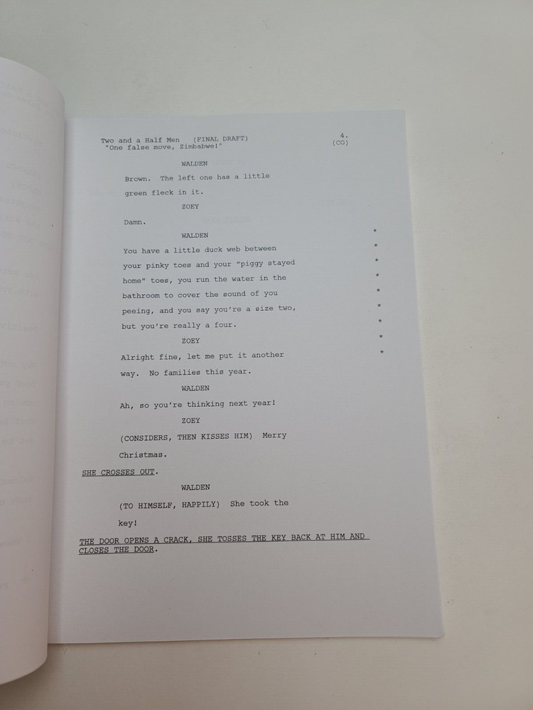 TWO AND A HALF MEN / Jim Patterson 2003 TV Script "One False Move, Zimbabwe!"