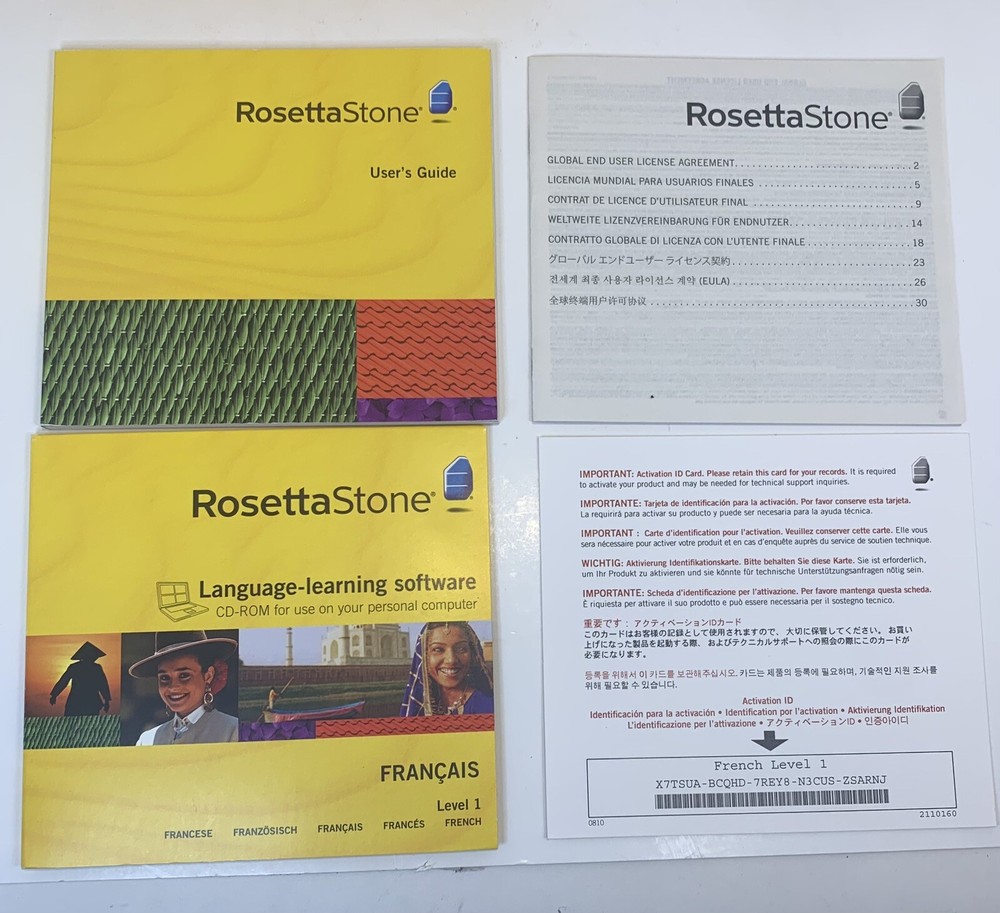 Rosetta Stone FRENCH Lev 1, Version 3 Win/Mac CD-Rom, Headset/Mic. Complete.USED