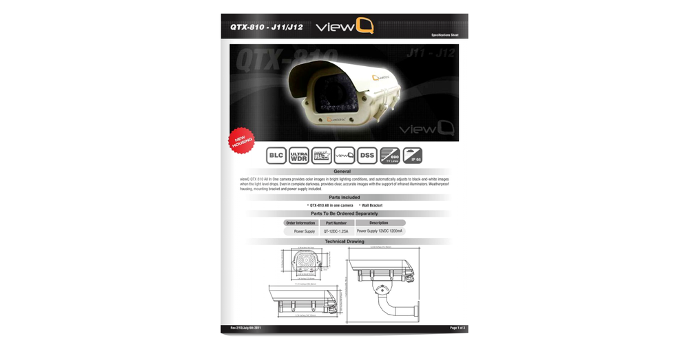 Quaddrix Analog Security Camera Sony CCD - QTX-810 IP66