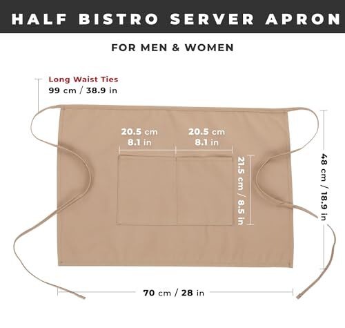 Unisex Half Bistro Server Apron One Size Khaki