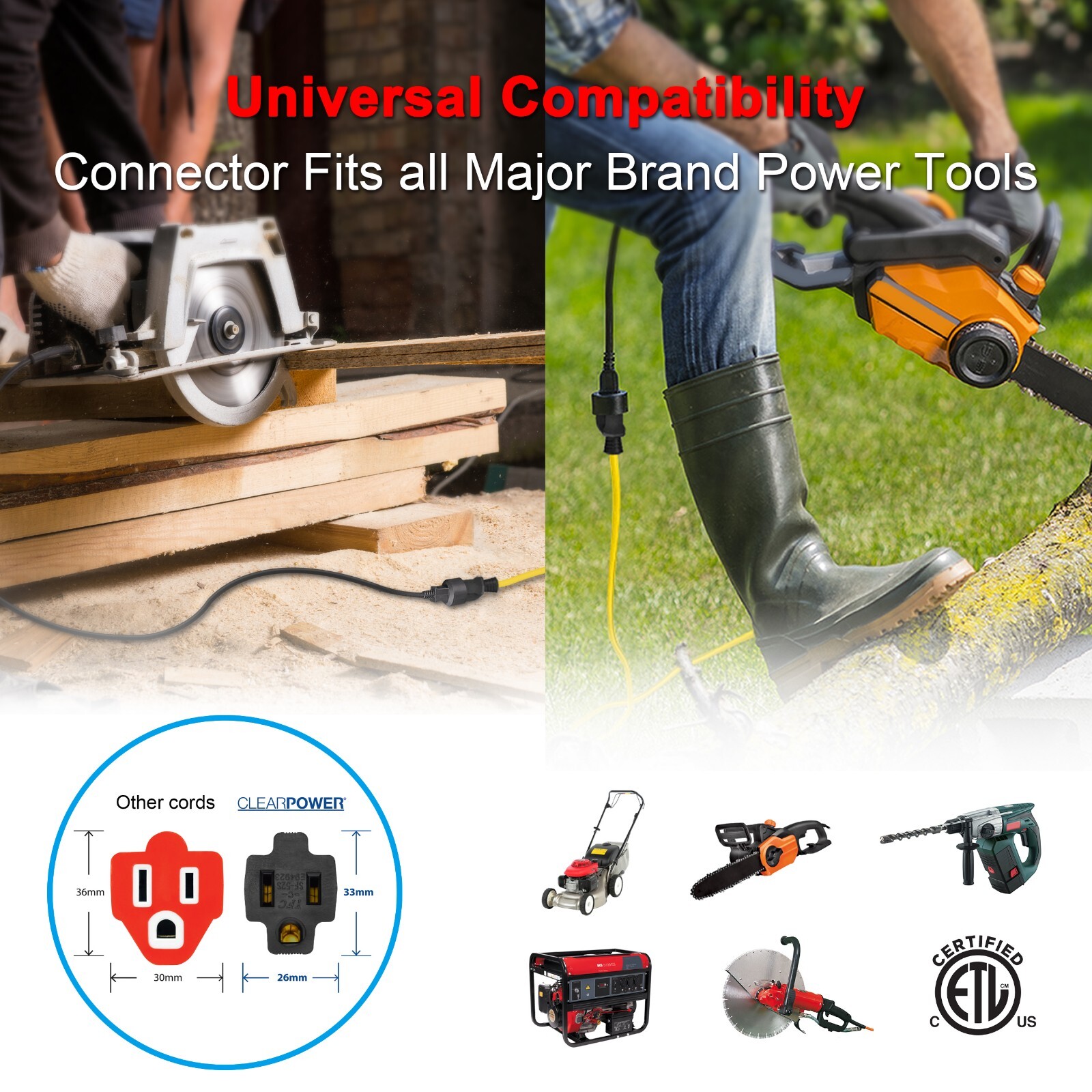 CP 100 ft 12/3 SJTW Heavy Duty Outdoor Extension Cord, 3 Prong Grounded, CP10146