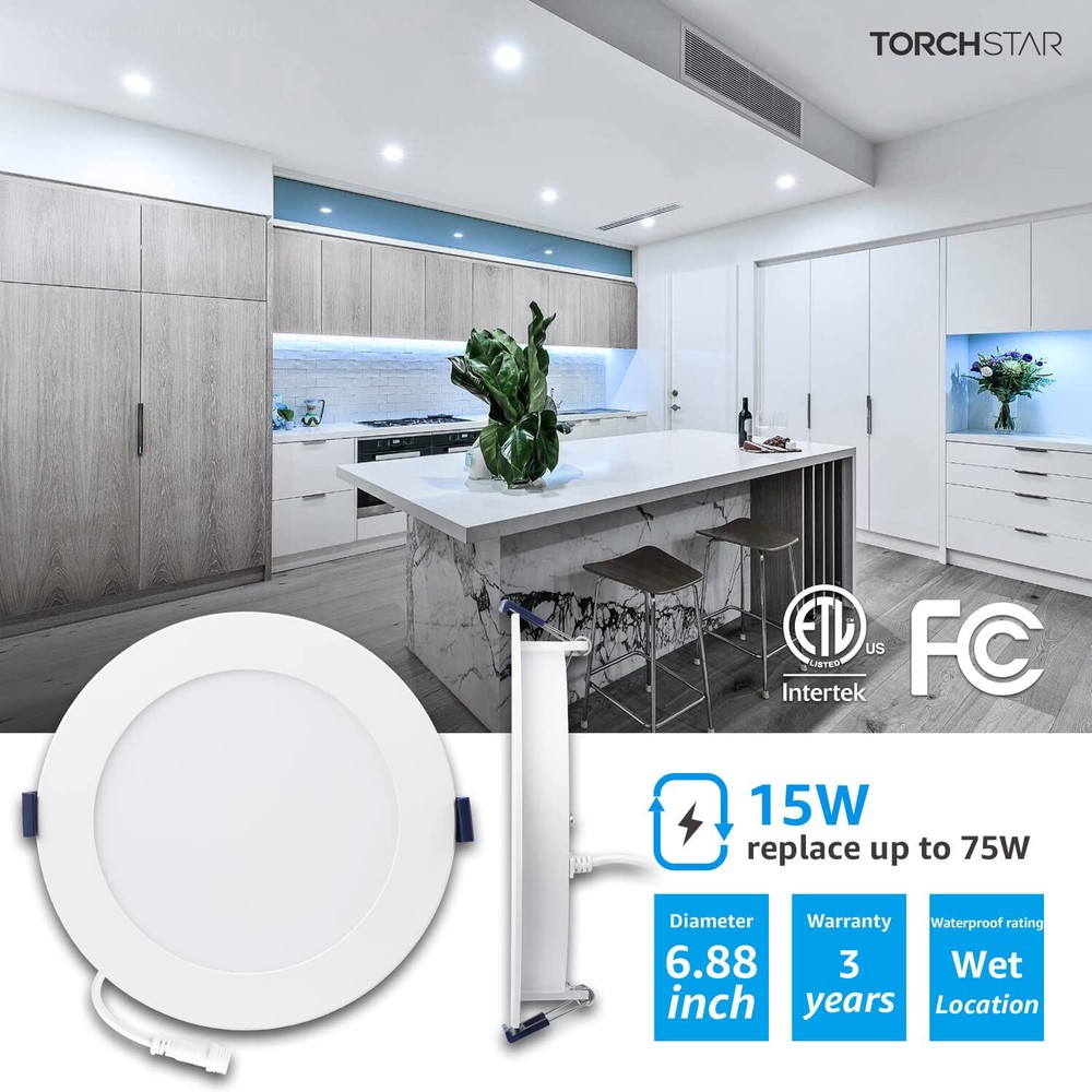 12-Pack 6 Inch LED Recessed Lighting with Junction Box, 2700K-5000K Selectable
