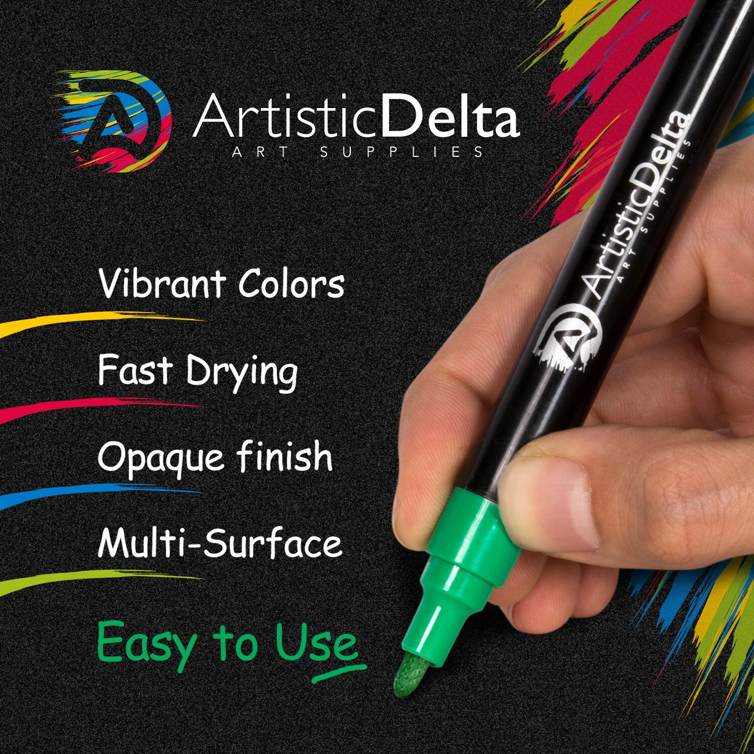 Paint Markers Set of 12 Medium Point Oil-based Art Pens w/Durable Case