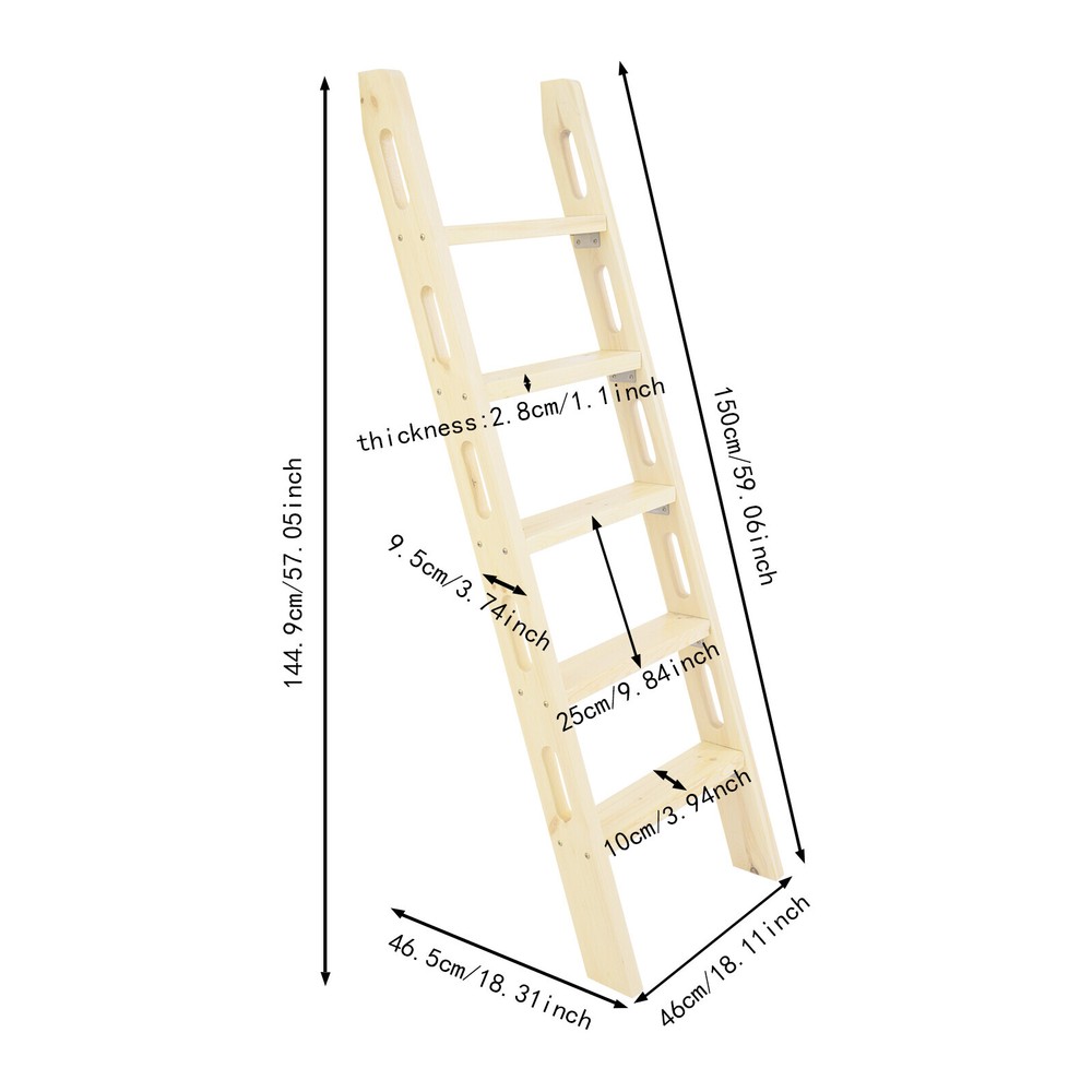 5 Steps Solid Wood Bunk Bed Ladder for Safe, Space-Saving Climbing