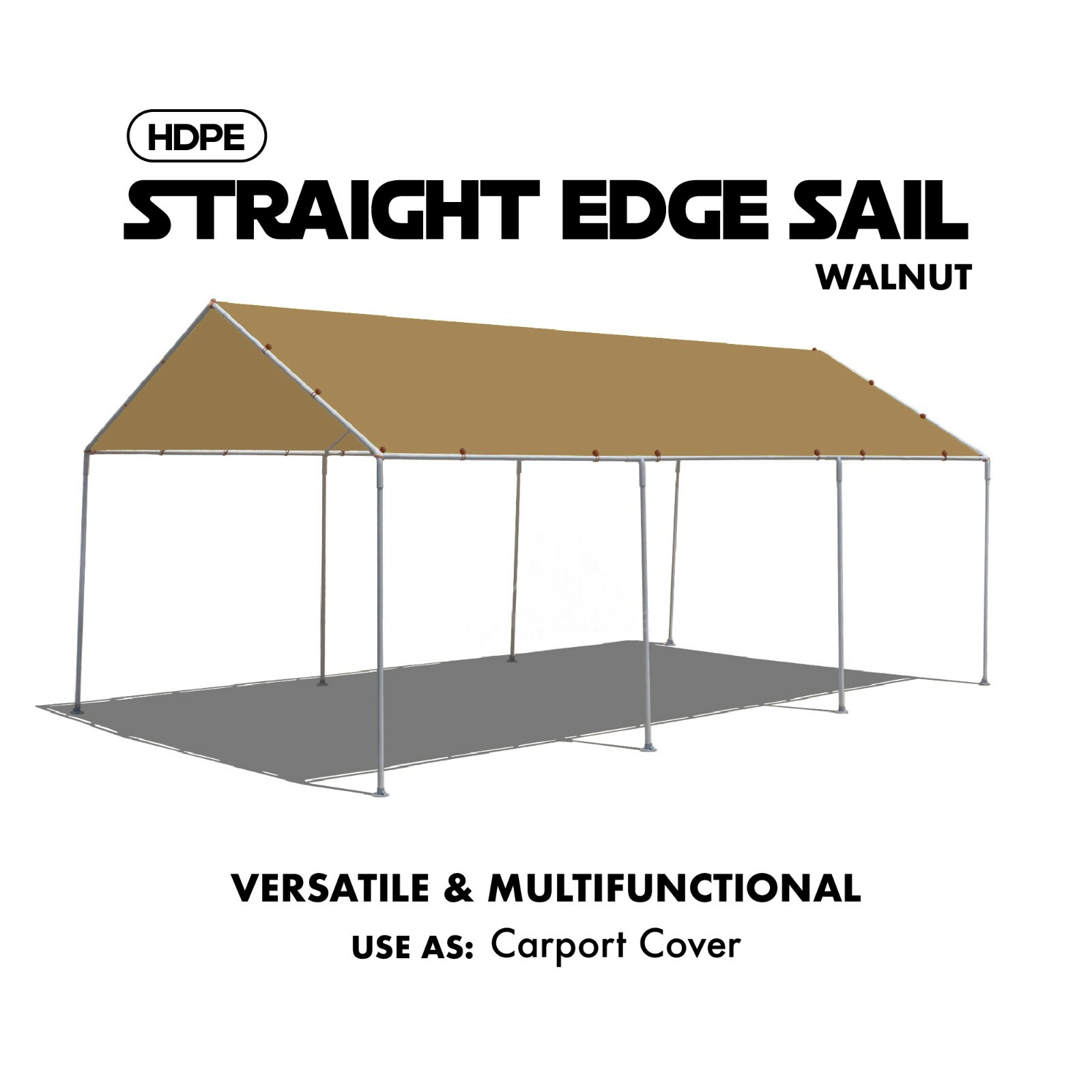 90% Straight Edge Sun Shade Sail, Pergola Cover Canopy Shade W/ Grommets Walnut