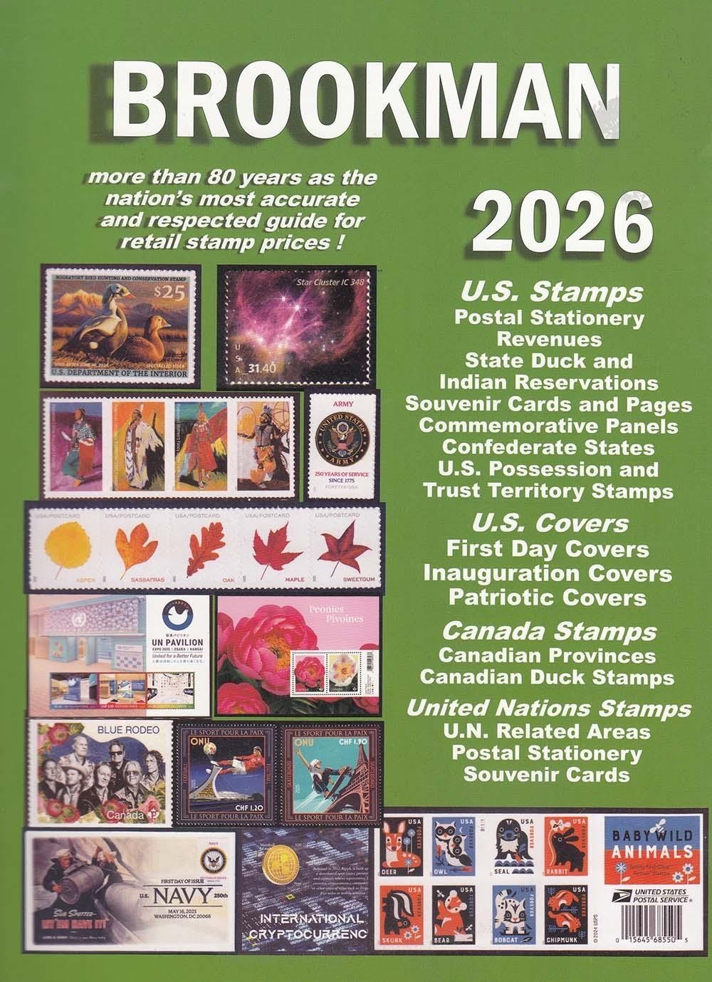 New 2026 Brookman Stamp Catalog For US Canada UN + Covers Color Guide Price List