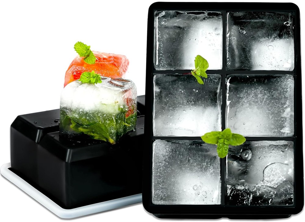Large Ice Cube Tray 2 Pack Silicone Ice Cube Trays with Lid for Freezer Stackabl