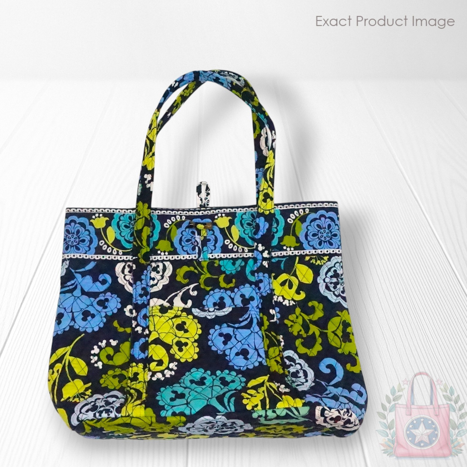 NEW ❤️ vera bradley Disney Parks Where's Mickey Mouse Toggle Tote Blue Green