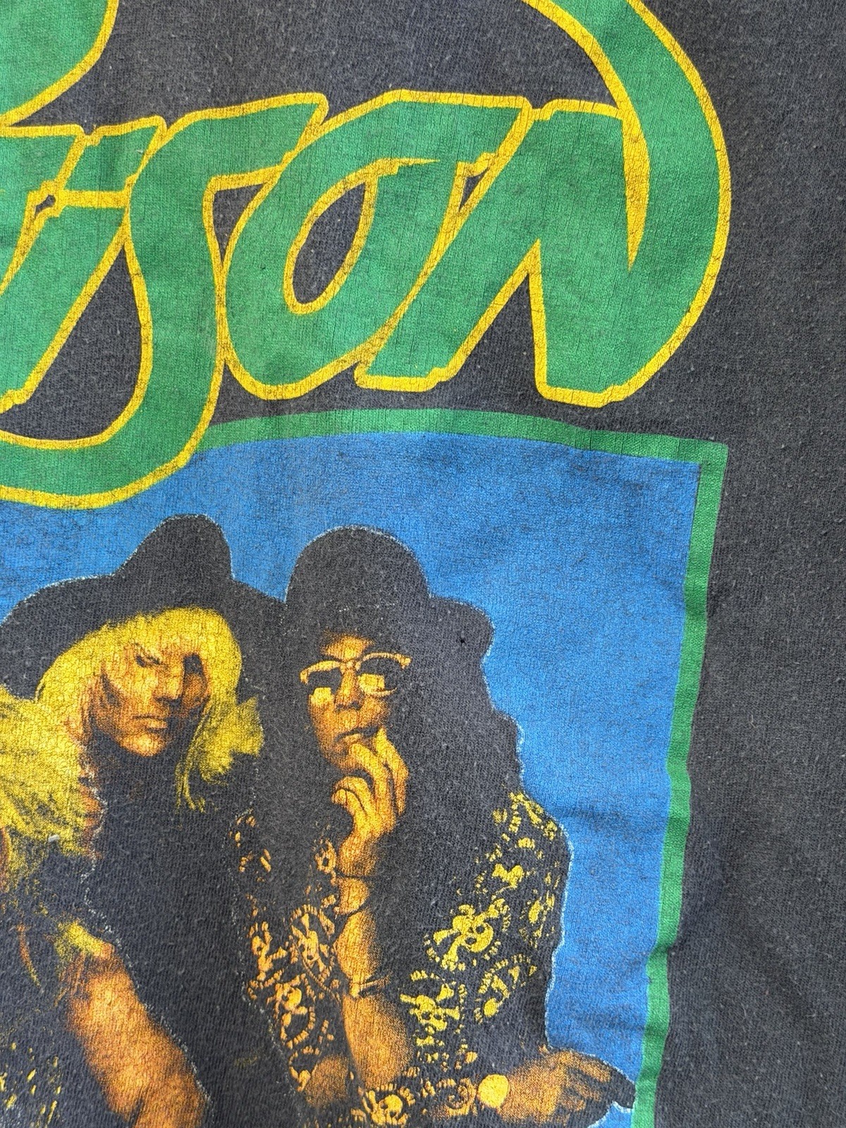 Vintage 1989 Poison Tesla Band Concert Tour Promo Parking Lot T-Shirt Black Sz M