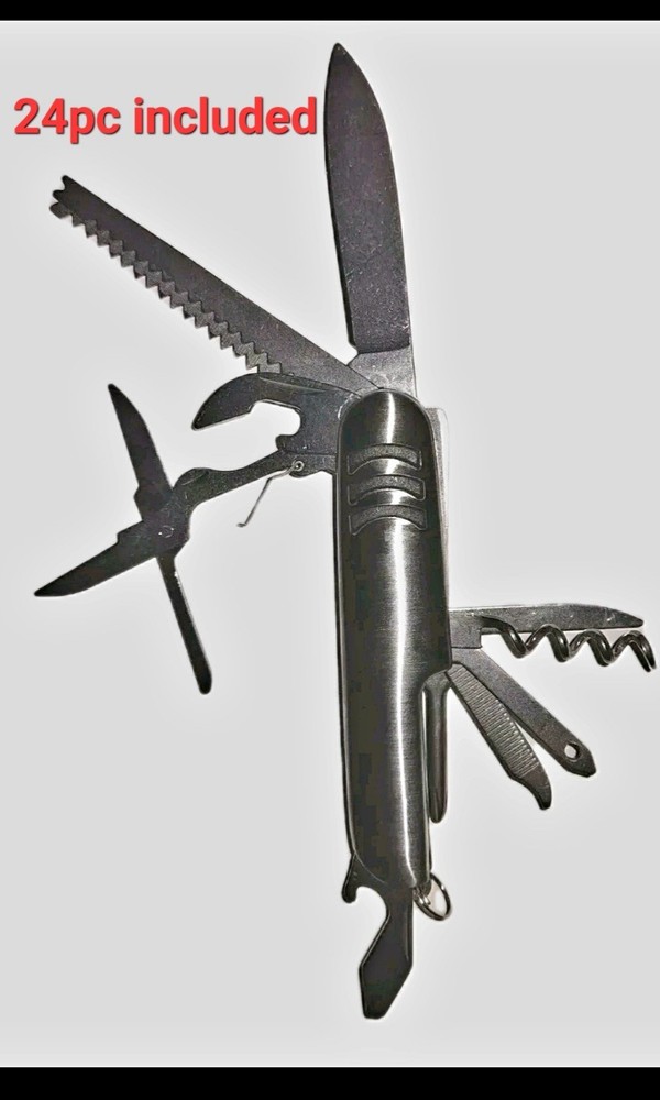 24 Pocket Knives. 10 Function Multi Tool Knife Scissors Wine Can Opener Philips